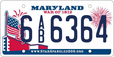 MD license plate 6AB6364