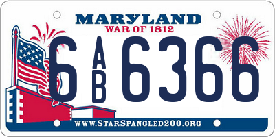 MD license plate 6AB6366