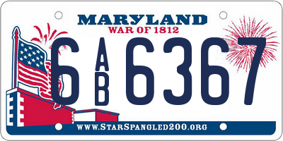 MD license plate 6AB6367