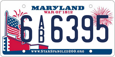 MD license plate 6AB6395