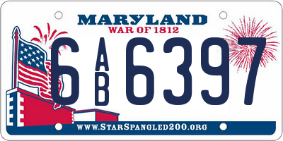 MD license plate 6AB6397