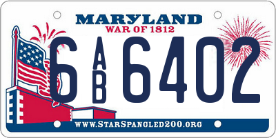 MD license plate 6AB6402