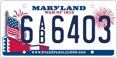 MD license plate 6AB6403