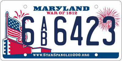 MD license plate 6AB6423