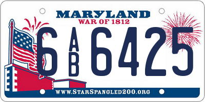 MD license plate 6AB6425