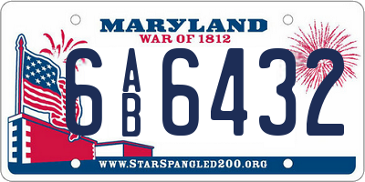 MD license plate 6AB6432