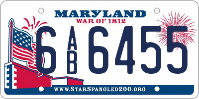 MD license plate 6AB6455