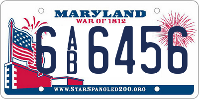 MD license plate 6AB6456