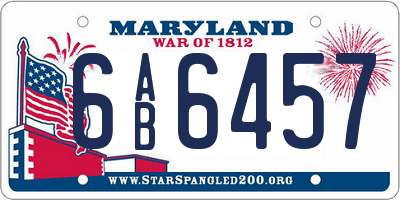 MD license plate 6AB6457