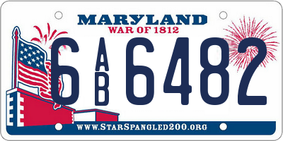 MD license plate 6AB6482