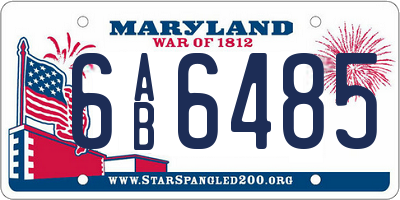 MD license plate 6AB6485