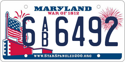 MD license plate 6AB6492