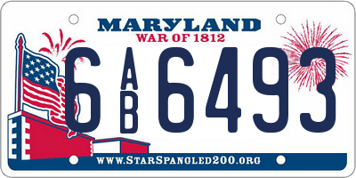 MD license plate 6AB6493