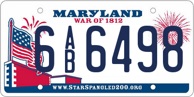 MD license plate 6AB6498