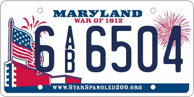 MD license plate 6AB6504