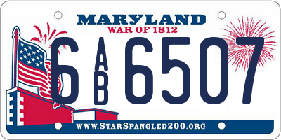 MD license plate 6AB6507