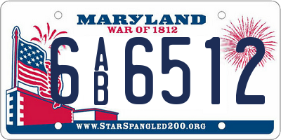 MD license plate 6AB6512