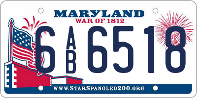 MD license plate 6AB6518