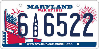 MD license plate 6AB6522