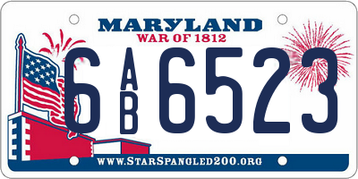 MD license plate 6AB6523