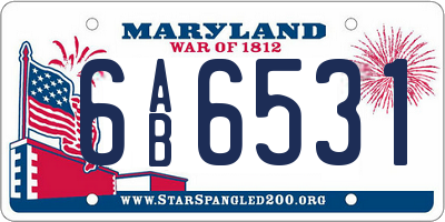 MD license plate 6AB6531