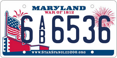 MD license plate 6AB6536