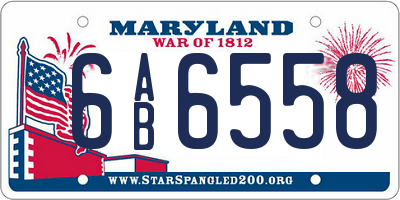 MD license plate 6AB6558