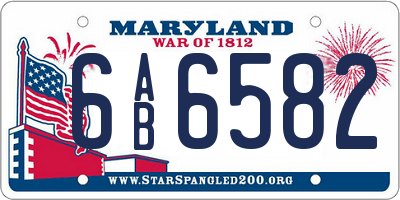 MD license plate 6AB6582