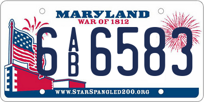 MD license plate 6AB6583