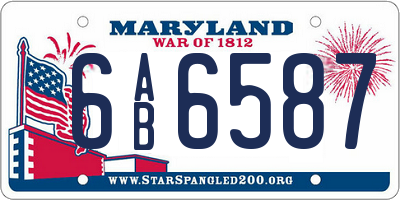 MD license plate 6AB6587