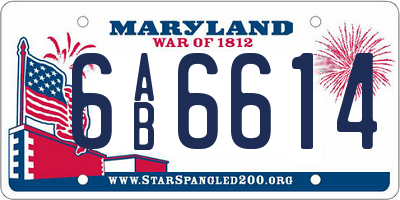 MD license plate 6AB6614