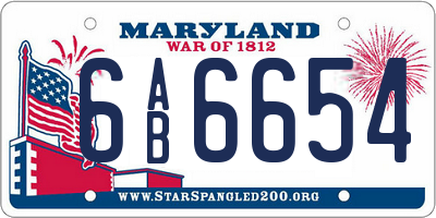 MD license plate 6AB6654