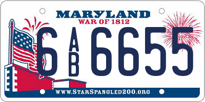 MD license plate 6AB6655