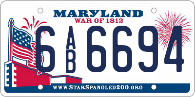 MD license plate 6AB6694