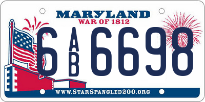 MD license plate 6AB6698