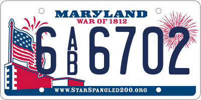 MD license plate 6AB6702