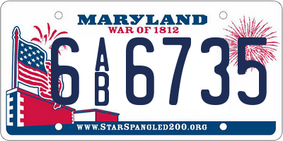 MD license plate 6AB6735