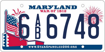 MD license plate 6AB6748