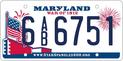 MD license plate 6AB6751
