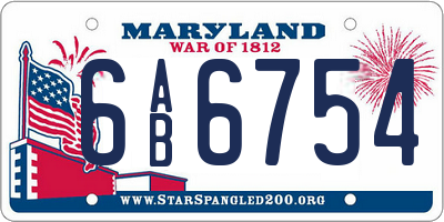MD license plate 6AB6754