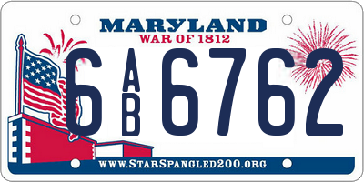 MD license plate 6AB6762
