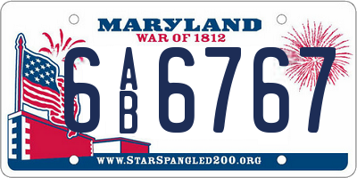 MD license plate 6AB6767