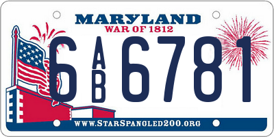 MD license plate 6AB6781