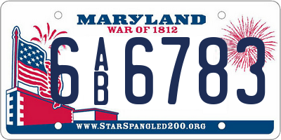 MD license plate 6AB6783