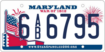 MD license plate 6AB6795
