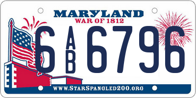 MD license plate 6AB6796