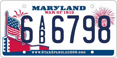 MD license plate 6AB6798