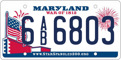 MD license plate 6AB6803