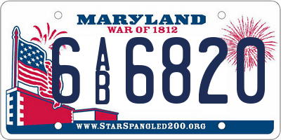 MD license plate 6AB6820