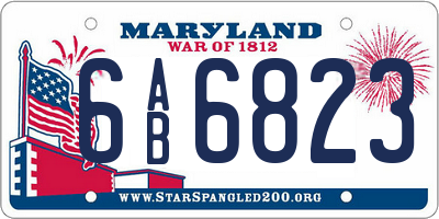 MD license plate 6AB6823